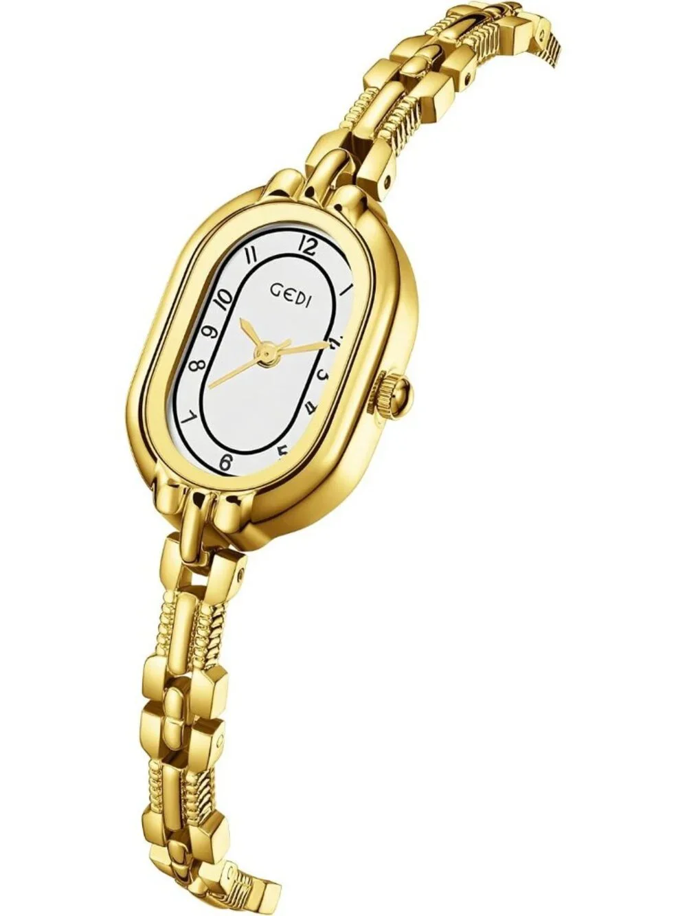 Women's White Oval Vintage Bracelet Small Quartz Bangle Analog Wrist Watch